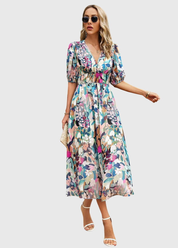Maya | Flattering Floral Midi Dress