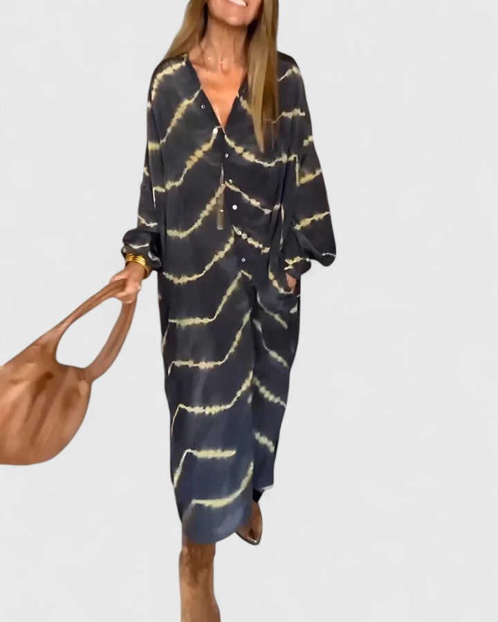 Paige | Elegant Boho Striped Maxi Dress