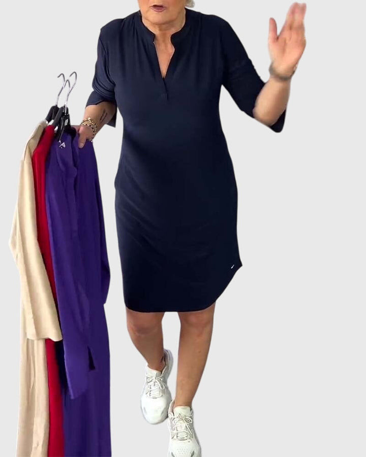 Jill | Solid V-Neck Dress