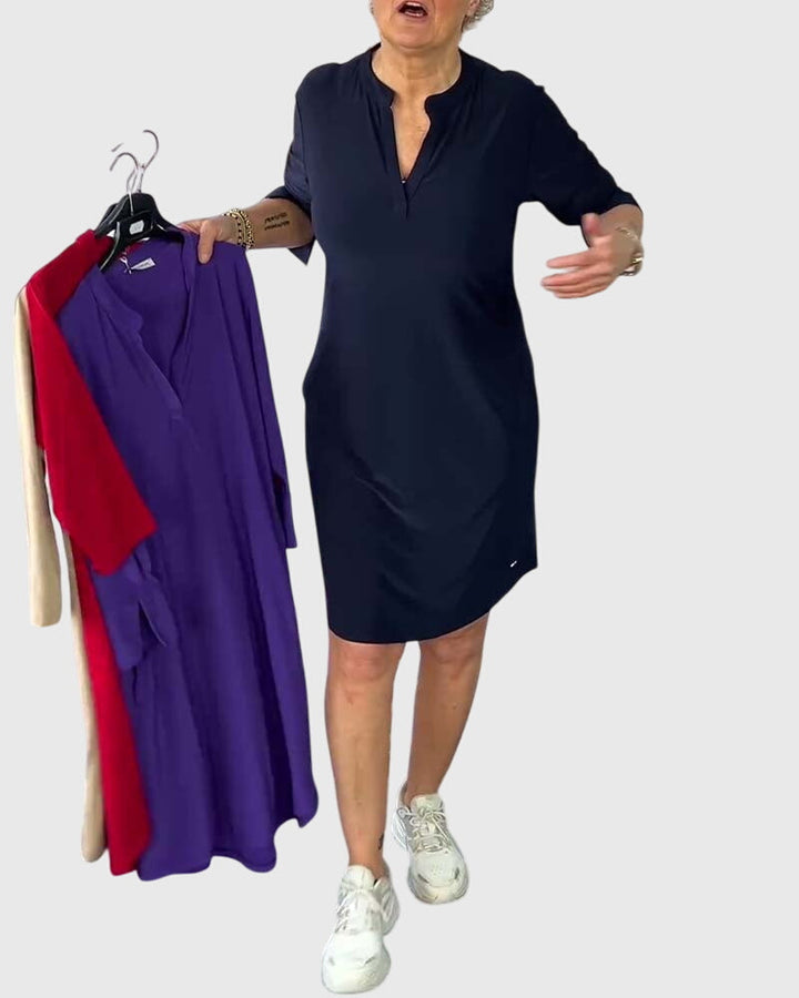 Jill | Solid V-Neck Dress