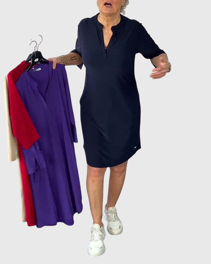 Jill | Solid V-Neck Dress
