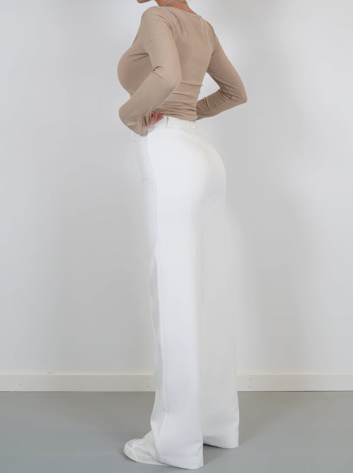 Women’s High-Waisted Straight Leg Trousers – Tailored, Centre Crease