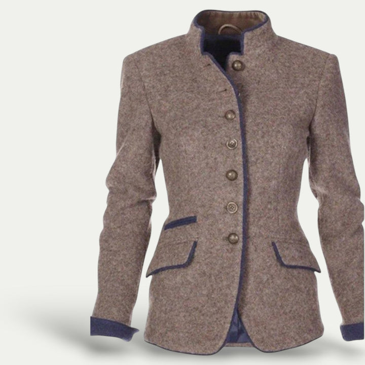 Women’s Tailored Short Blazer with Stand Collar – Smart Casual Layer