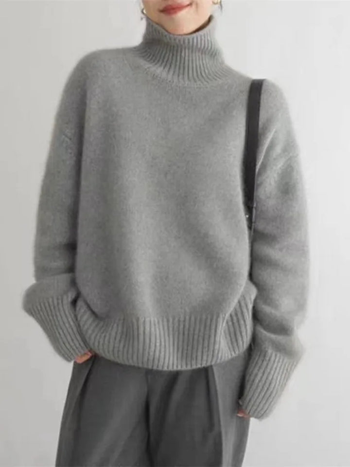 Women’s Turtleneck Sweater – Relaxed Fit, Ribbed Neck & Cuffs