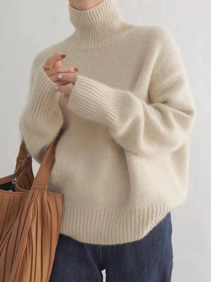 Women’s Turtleneck Sweater – Relaxed Fit, Ribbed Neck & Cuffs