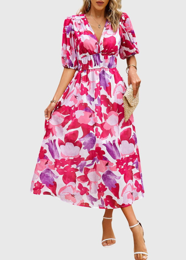 Maya | Flattering Floral Midi Dress