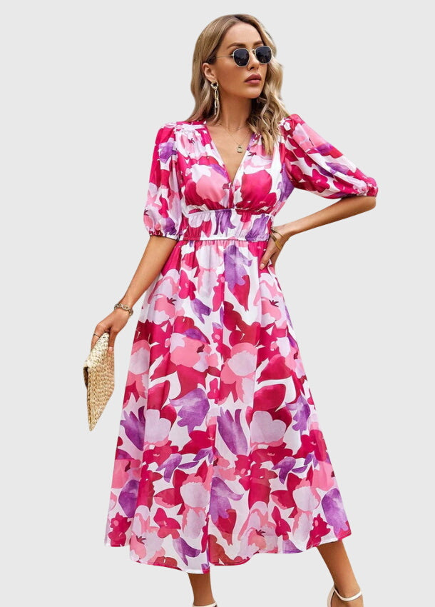 Maya | Flattering Floral Midi Dress