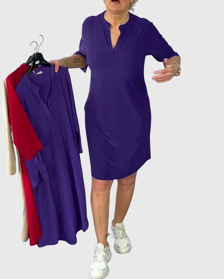 Jill | Solid V-Neck Dress