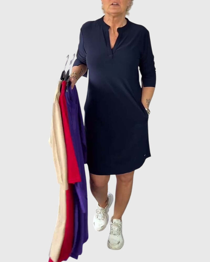 Jill | Solid V-Neck Dress