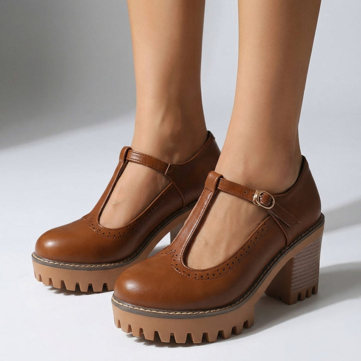 Charlotte™ | Elegant Platform T-Bar Heels