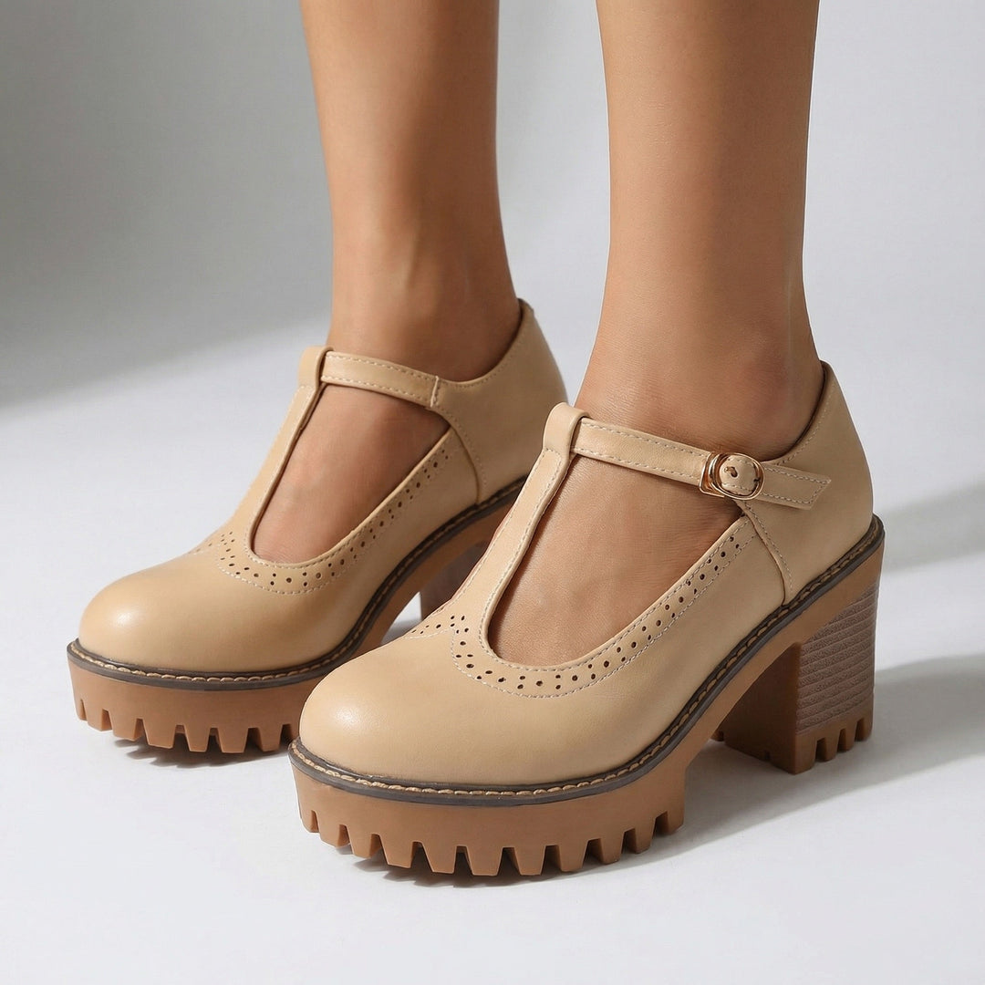 Charlotte™ | Elegant Platform T-Bar Heels