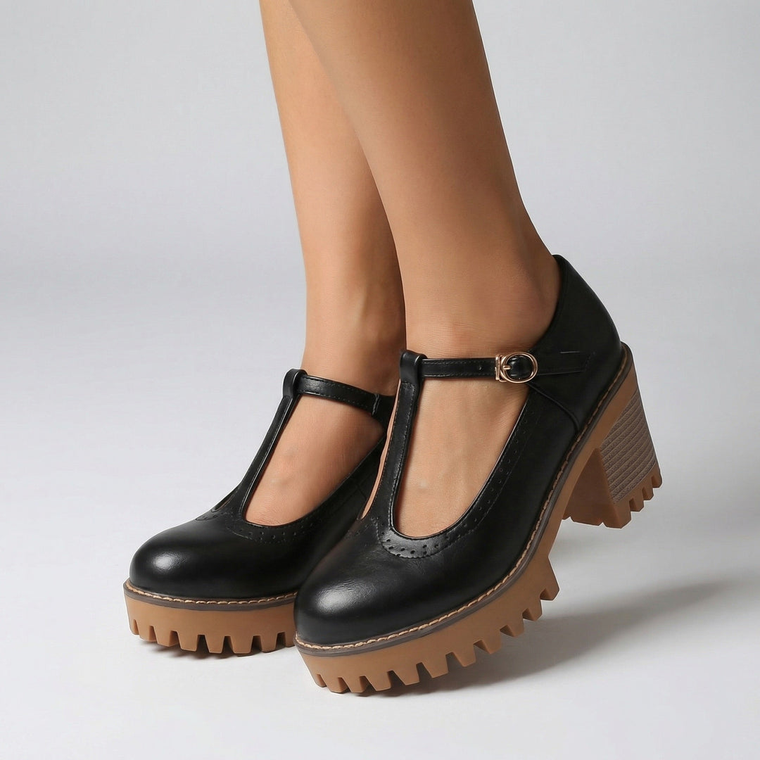 Charlotte™ | Elegant Platform T-Bar Heels