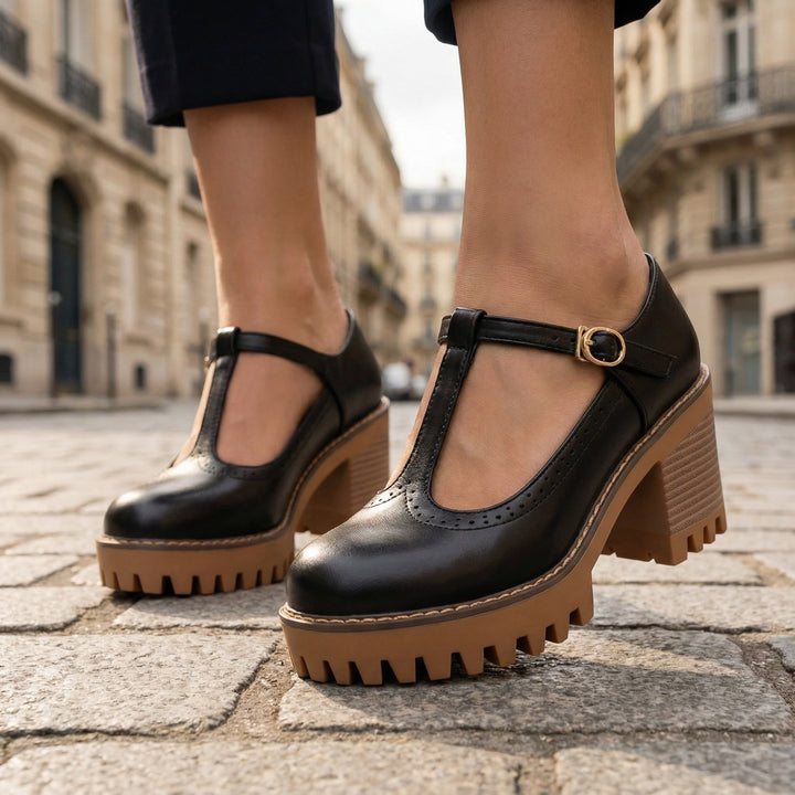 Charlotte™ | Elegant Platform T-Bar Heels