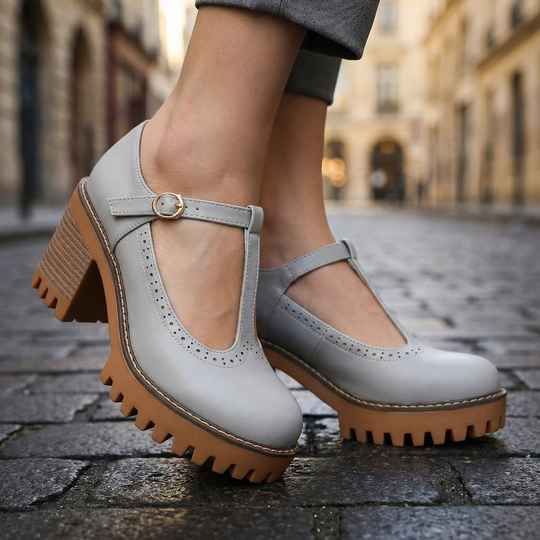 Charlotte™ | Elegant Platform T-Bar Heels
